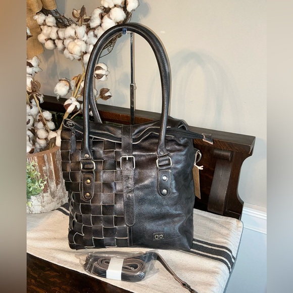 NWT Bed Stu Leather Rachel Shoulder Crossbody Bag Tote Black Rustic Retail $345 - Picture 3 of 13